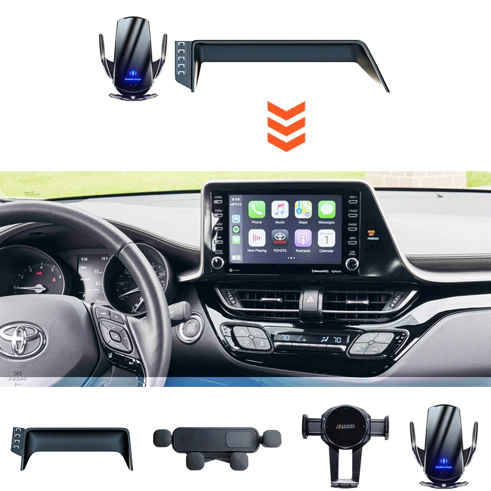 

For Toyota CHR C-HR 2018 2019 2020 2021 2022 Car Phone Holder Screen Fixed Navigation Bracket Base Wireless Charging Accessories