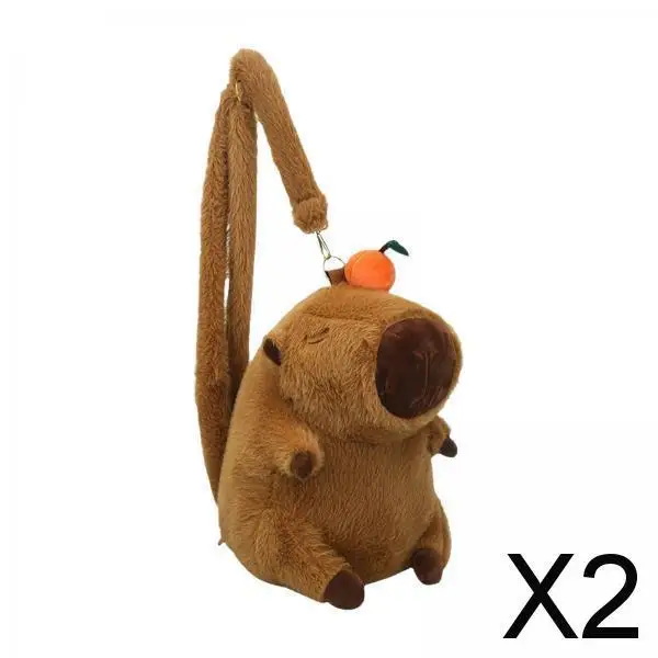 กระเป๋าเป้สะพายหลังตุ๊กตาคาปิบาร่าน่ารักพร้อมสายสะพายไหล่ปรับได้ กระเป๋านักเรียนความจุขนาดใหญ่สำหรับเด็กผู้หญิงเดินทางไปเรียนมหาวิทยาลัย