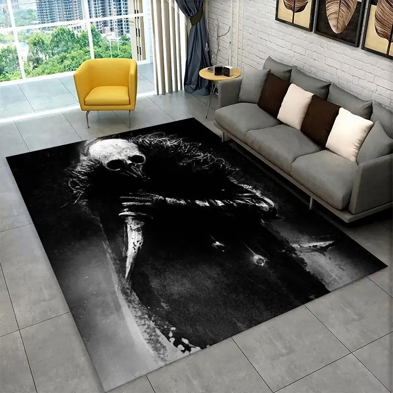 Terrifying Ghost Demon Skull Gothic Large Area Rug Non-slip Carpet for Bedroom Living Room Sofa Doormat Home Decor Floor Mat
