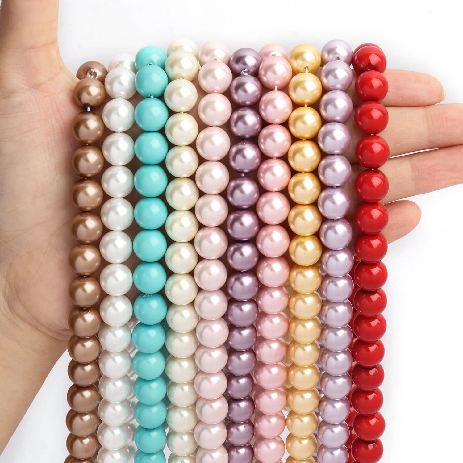 4/6/8/10MM Multicolour Glass Color Round Imitation Pearls Beads For Diy Jewelry Earrings Handmade Bracelet Accessories