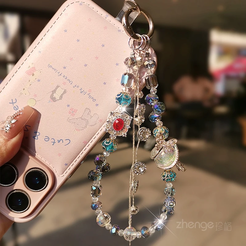 

Новая женская цепочка для телефона 2026 года – с бахромой в виде бабочек и хрустальными бусинами, блестящий аксессуар для улицы