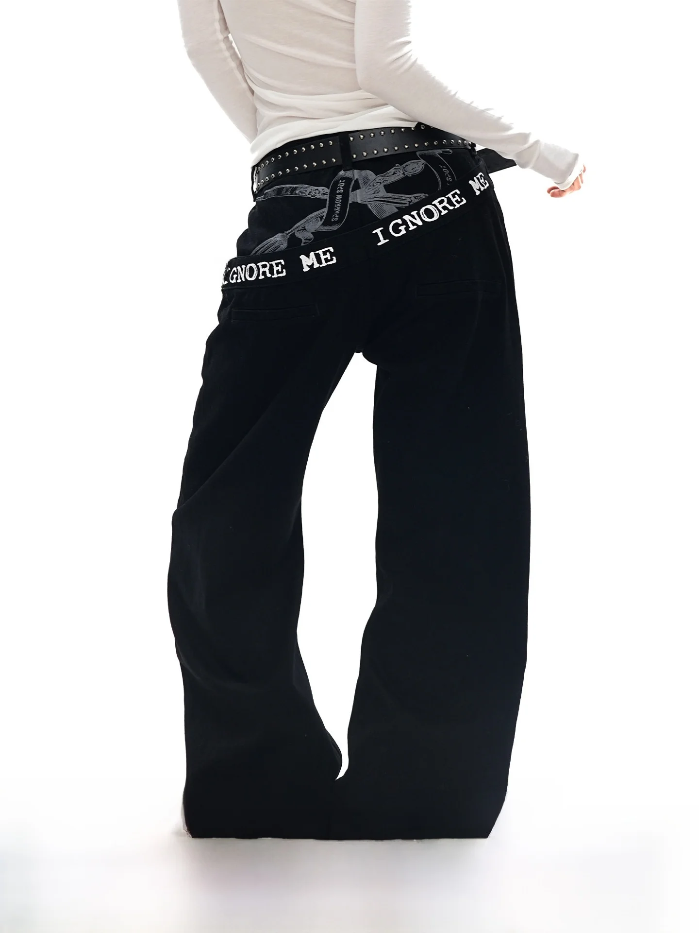 

Low Waist Wide Leg Denim Jeans S3T5 Personalized Letter Print Floor-Length Unisex American Style Loose Slimming Versatile Jeans