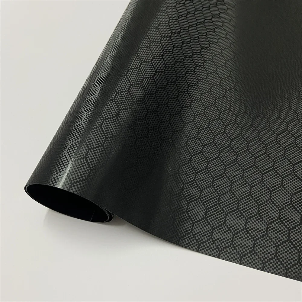 Black Diamond Hex Carbon Fiber Vinyl Wrap Film Stickers Air Free For Vehicle Motorcycle Wrapping Car Body Film