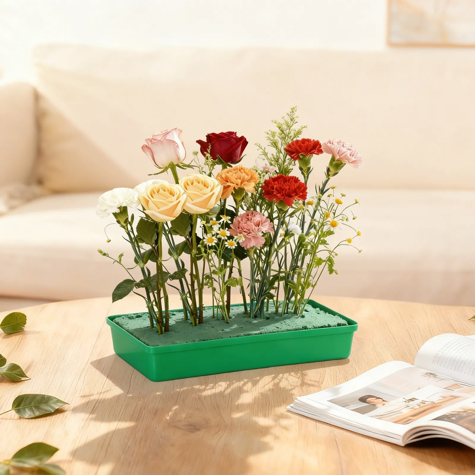 

10Pcs Flower Arrangement Insert Tray PP Material Floral Mud Fixator Foam Tray Floral Supplies Landscape Arrangement Base