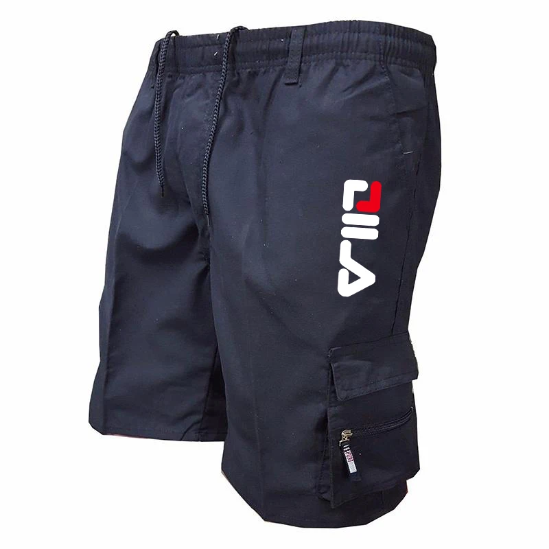 Shorts de carga solto masculino com vários bolsos, roupa esportiva com cordão, corredor fitness, treinamento, tático, estampa, verão, moda