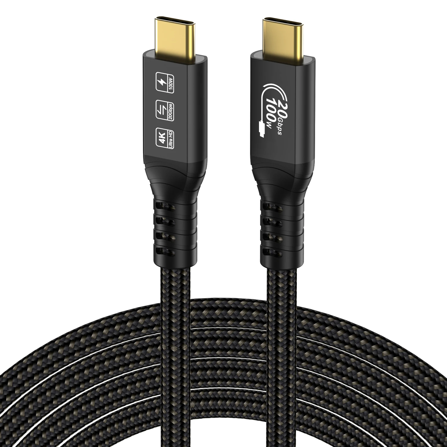 Tipo C Cabo De Carregamento Rápido, Transferência De Dados, Tipo C Cabo, 20Gbps, 100W, 20V, 5A, 4K, 60Hz