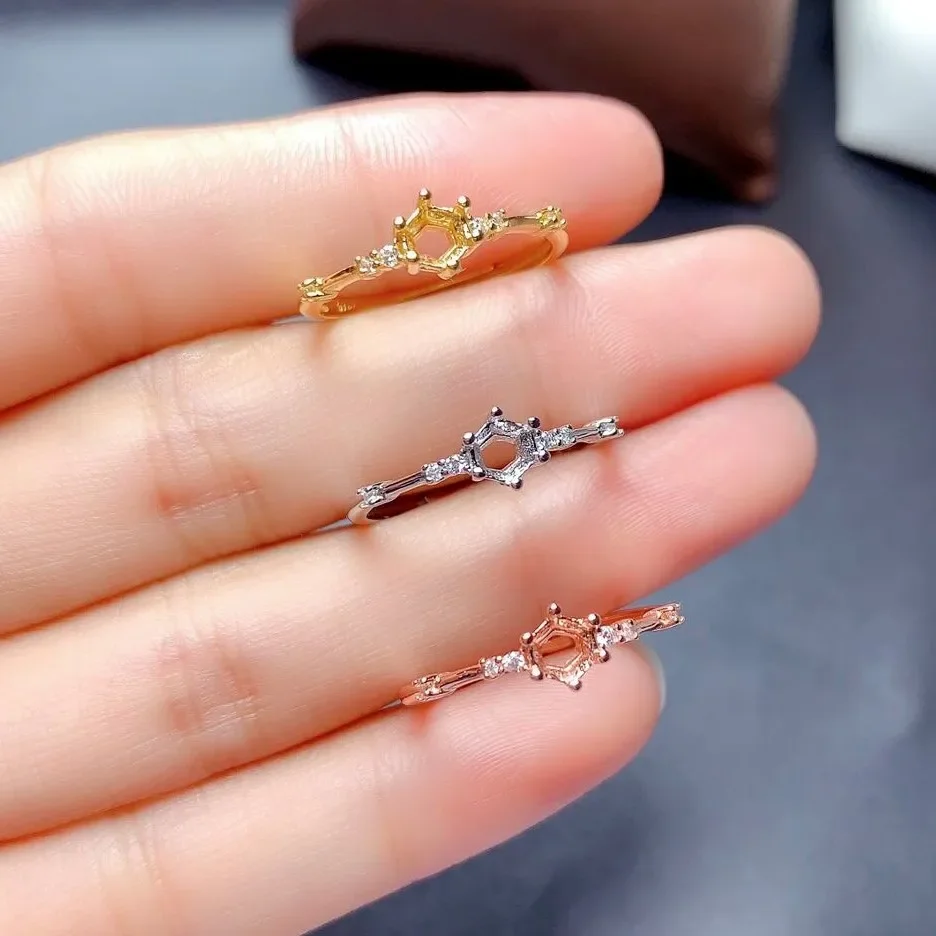 

5mm Gemstone 925 Silver Blank Setting for Jewelry DIY Sterling Silver Ring Base Setting Ring Making Supplier