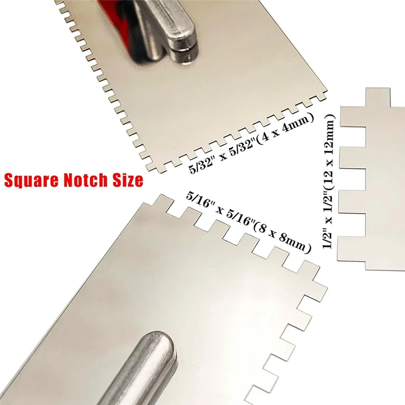 A96I-Stainless Steel Square Notched Trowel Set Forwall Floor Tiling Installation Trowel Fortile Installation