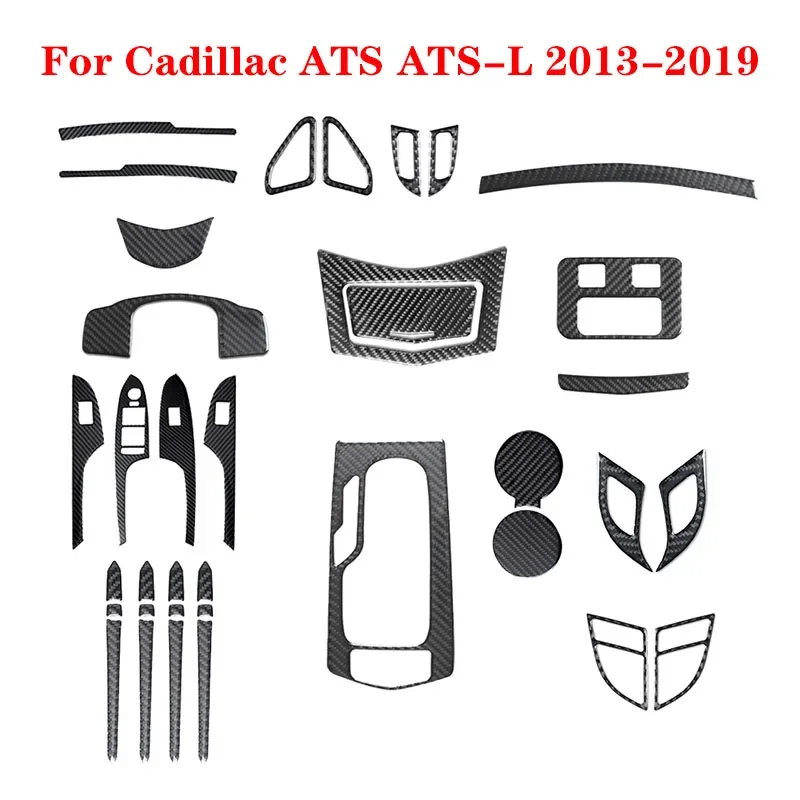 For Cadillac ATS ATS-L 2013 2014 2015 2016 2017 2018 2019 Carbon Fiber Black Stickers Car Interior Decorative Accessories