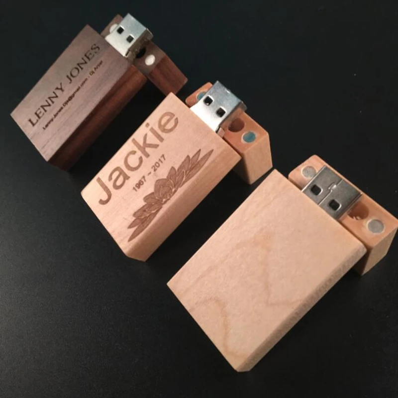 Free Custom Studio LOGO Maple Walnut Bamboo wooden USB2.0 Flash Drive 4GB 8GB 16GB 32GB 64GB Memory Stick