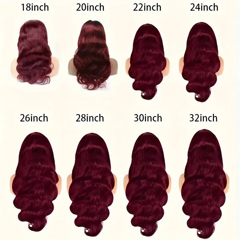 36 Zoll 99J Burgunderrote Echthaarperücken 13 x 6 HD-Spitzenfrontperücken Echthaar 220 Dichte brasilianische Perücken für Frauen