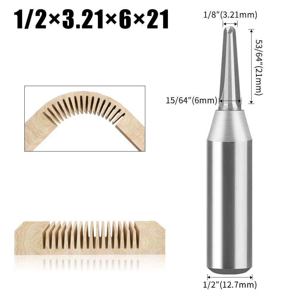

1/2 Handle Woodworking Milling Cutter TCT Round Bottom Knife Taper Slim Mouth Arc Groove Slotted Arc Grille Open Fan Filling