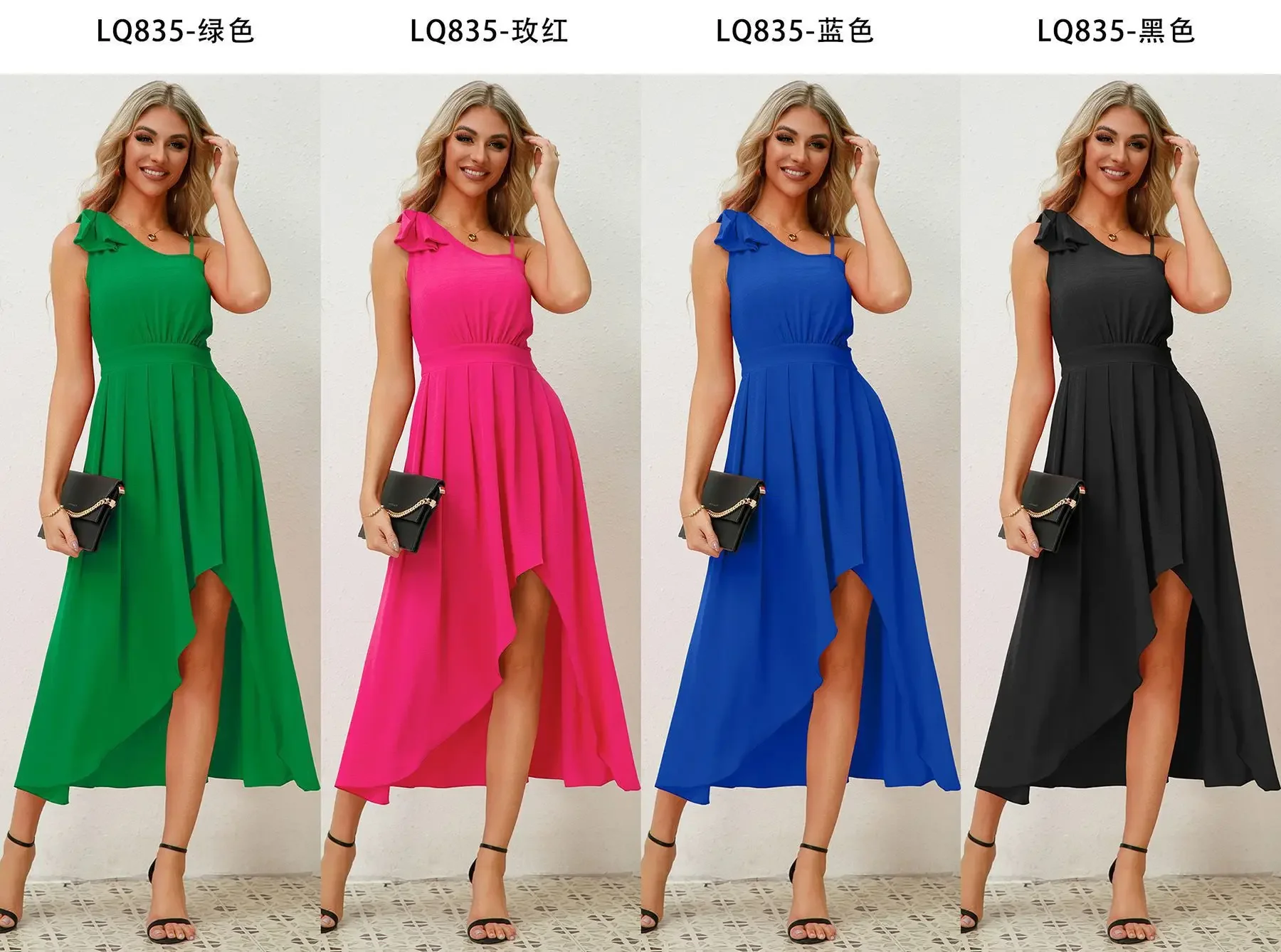 Summer Style Bow Strap Irregular Dress women clothing  beach dress