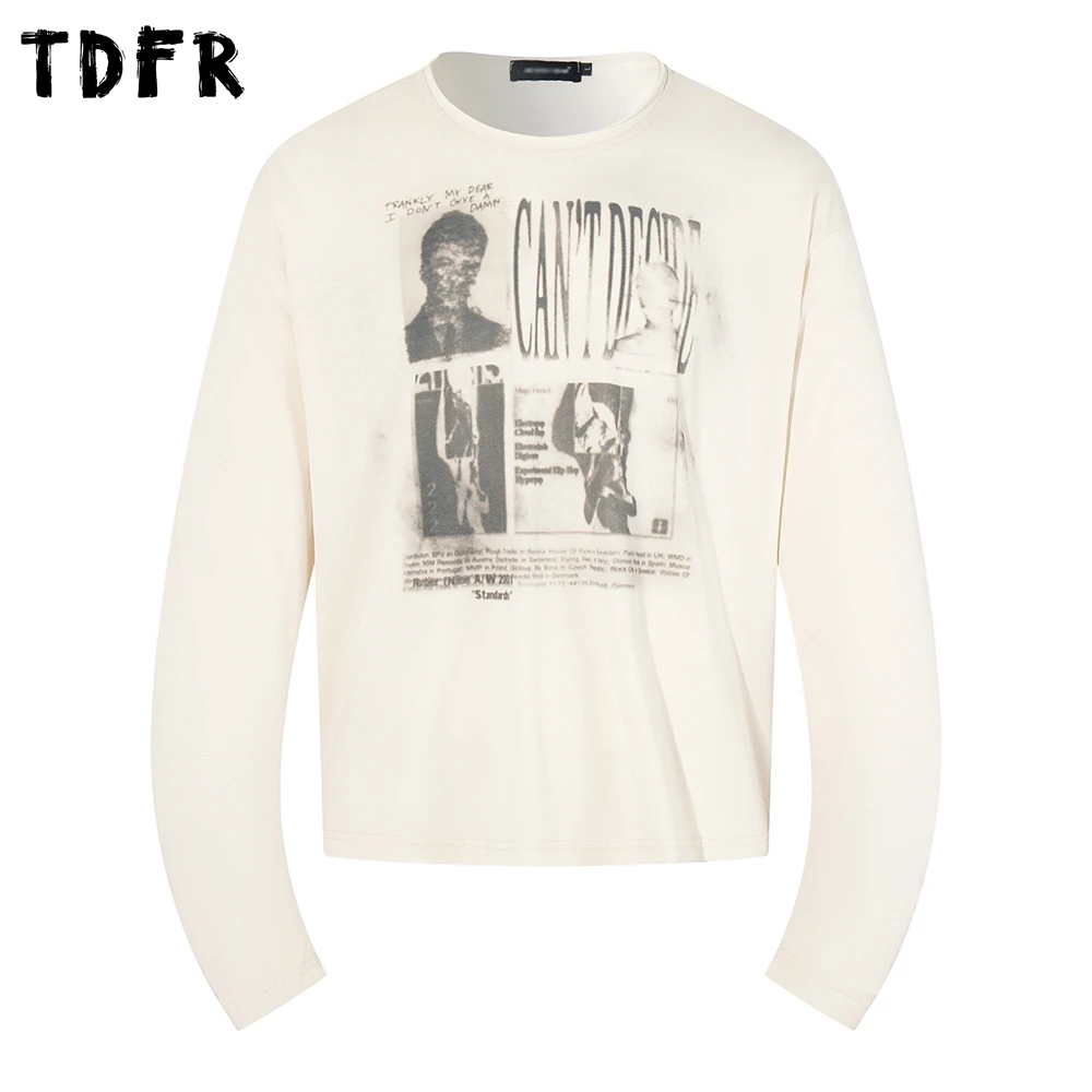 

Мужская футболка с длинным рукавом и принтом, весенняя, повседневная, в стиле ретро, с эффектом потертости, свободного кроя, из хлопка, с круглым вырезом