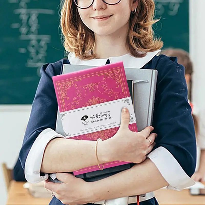 Diário em branco para mulheres, requintado caderno celestial de dois lados para escrever, compacto, flexível, lindos diários, tinta guache