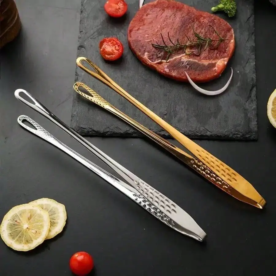 

[Stainless Steel BBQ Tongs] Heat-Resistant Stainless Steel BBQ Tongs - Multifunctional For Grilling, Baking And Camping