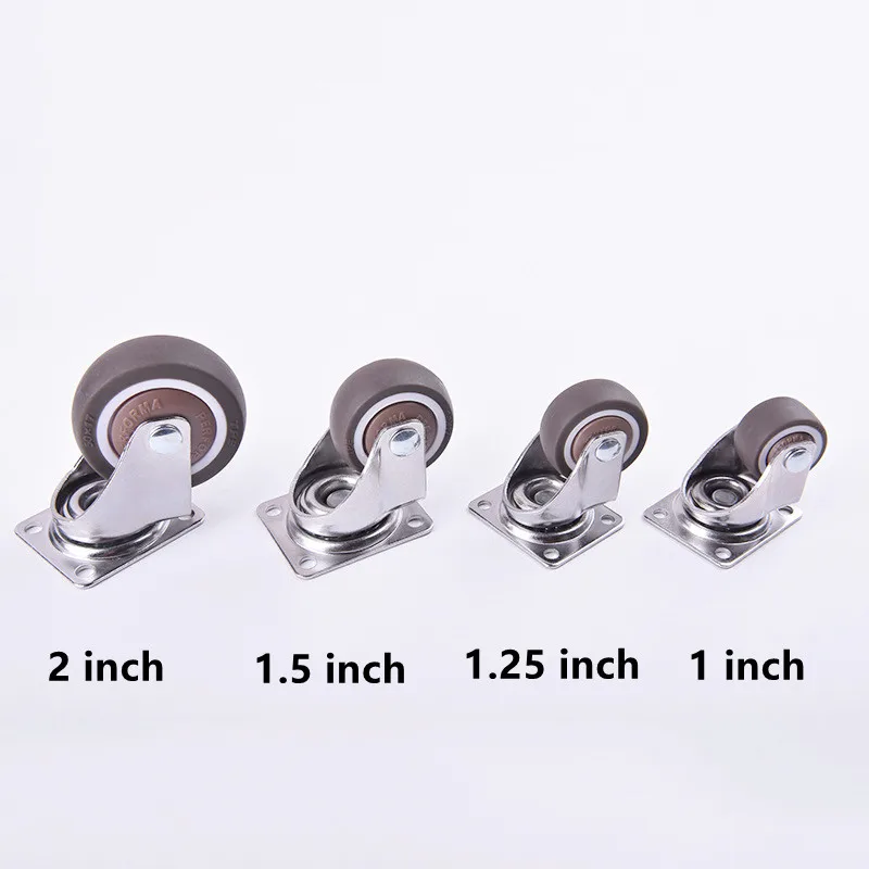 4pcs Rubber Furniture Casters Wear Resistant Mute Universal Heavy Trolley Wheels 360 Degrees Swivel Castor With Brake