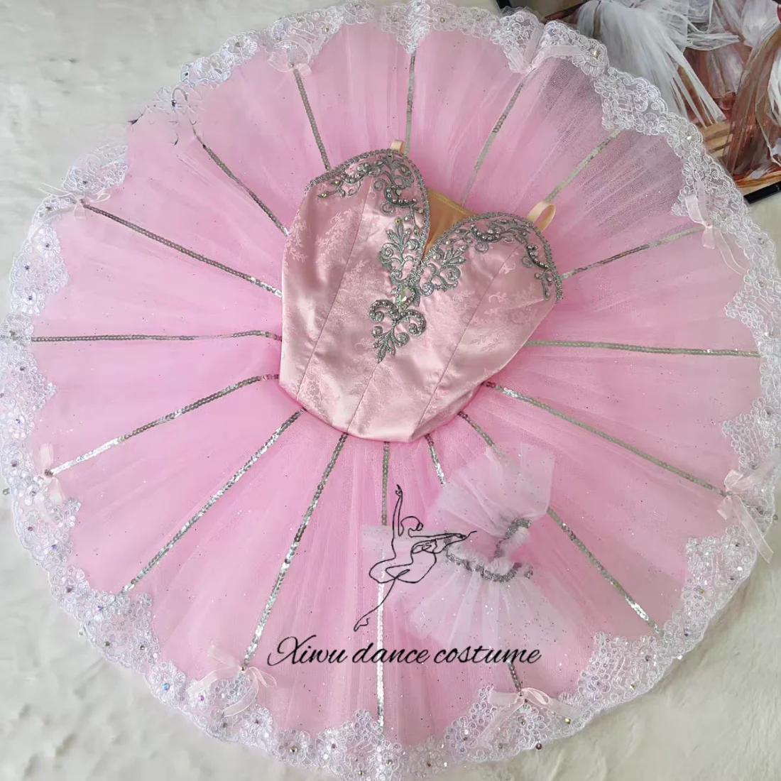   핑크 다이아몬드 장식 발레 튜튜 드레스
