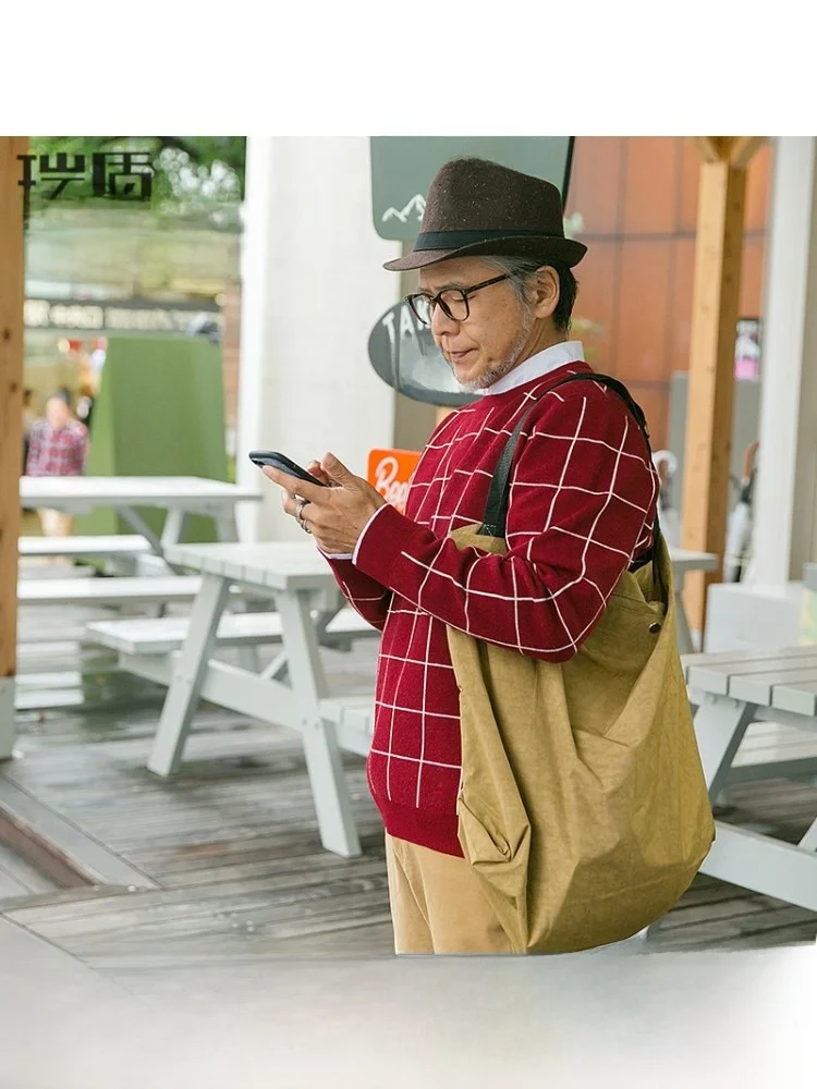 

Thiened Winter Knitted Sweater for Middle-Aged And ly Men Faionable Urban Sle Plaid Design Dad's Knitwear