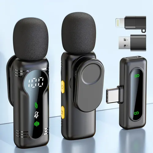 Imagen 1 del producto Micrófono Lavalier inalámbrico profesional con cancelación de ruido y micrófono magnético portátil con Clip para iPhone, Android, PC, entrevista en vivo