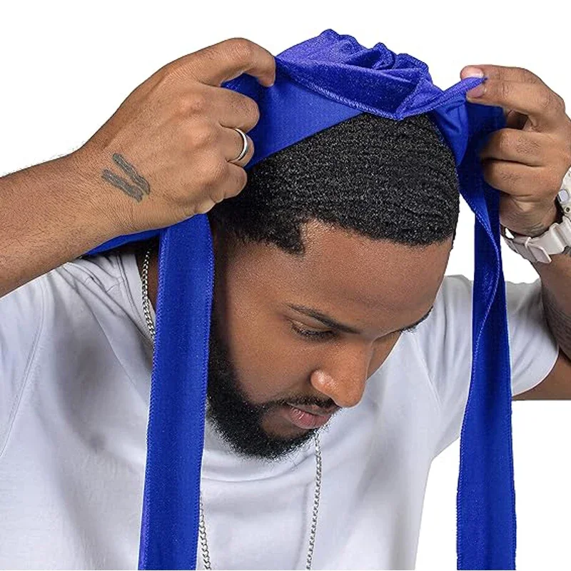 kkjoy Unisex Velvet Durags Bandana Turban Breathable Long Tail Cap Hip Hop Headband Stylish Men Women Headwear Pirate Hat