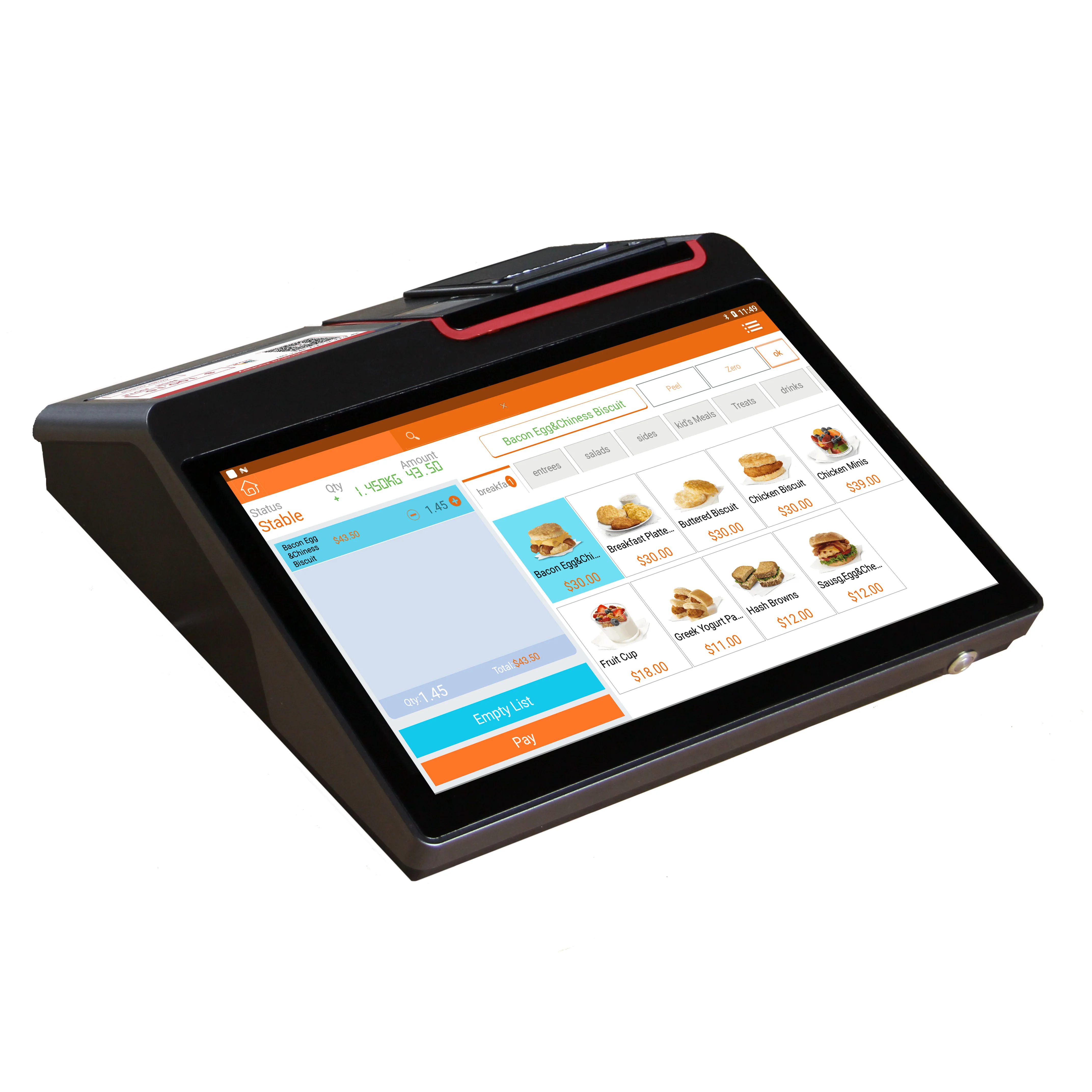 11.6'' or 12.5''HD Main Display 5'' Customer Display 58mm Built In thermal Receipt Printer Compatible with Loyverse