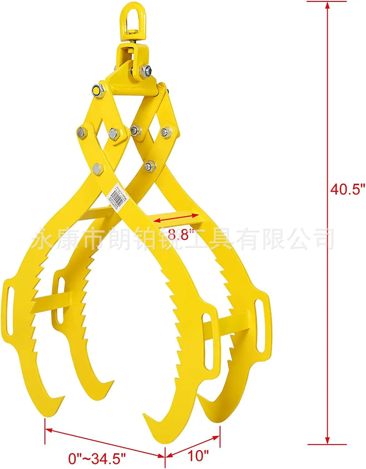 28 Inch Four Claw Log Lifting Hook with Handle for Wood Handling Heavy Duty Timber Gripper Crane Lifting Hook for Forestry