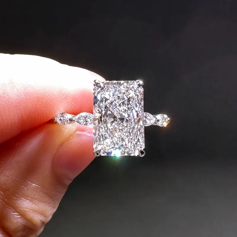 

IGI CVD DE-VVS VS1 3Carat Radiant cut Solid 18K White gold Lab grown dimaond ring Wedding ring engagement ring
