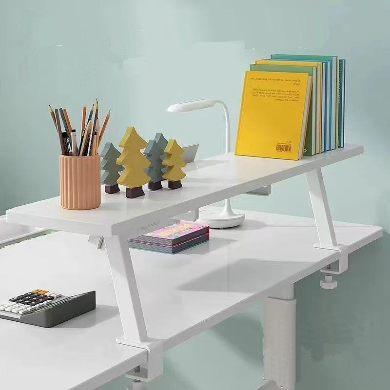 

Floating Desktop Bookshelf Clamp On Monitor Riser Elevated Storage Rack Booster Shelf