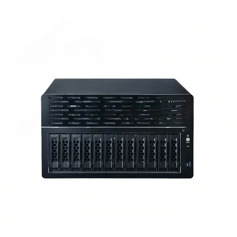 12 disk storage server supports ATX main board half height PCIE slot small 1U power hot swap chassis