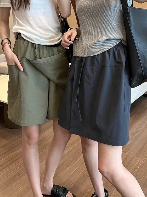 

High Waist Wide Leg ort Pants for plus Size Women Summer Thin Faionable Casual Skirt Pants Commute Sle Artistic Flared ...