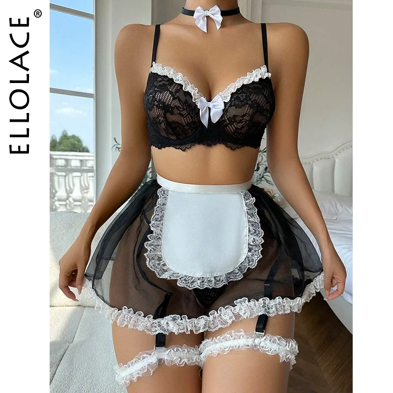   خادمة الملابس الداخلية مثير الملابس المثيرة يتوهم الدانتيل Bowknot البرازيلي كيت رفع بقماش شفاف تنورة انظر من خلال سيسي الحميمة