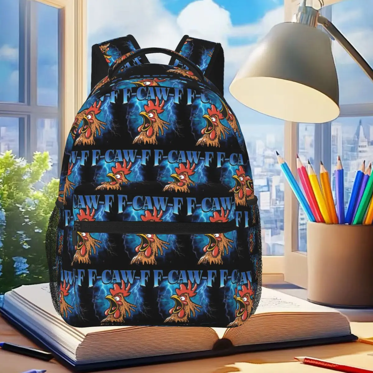 Funny Summer F Caw F Chicken Backpack Student Boys Girls BookBag Kids School Bag Computer Shoulder Bags for Men Women