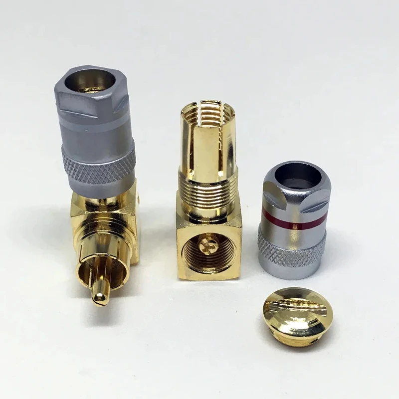 

10Pcs Gold Plated Copper Right Angled RCA Male Plug Solderless Audio Connector