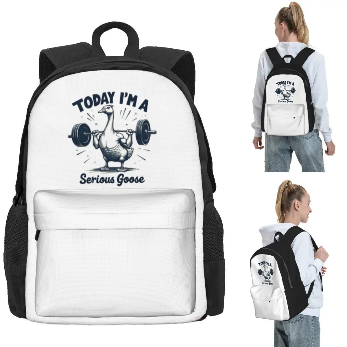 

Today I'm A Serious Goose Lifting Weights Gym Backpack Daypack Large Capacity Boys Girls BookBag School Bag Shoulder Bags
