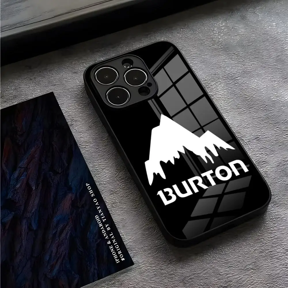 Skiing Brand Burton Phone Case For IPhone 13 Pro Max 14 16 Plus 12 Mini 11 15 X XR XS 8 7 Plus SE Tempered Glass Back Cover