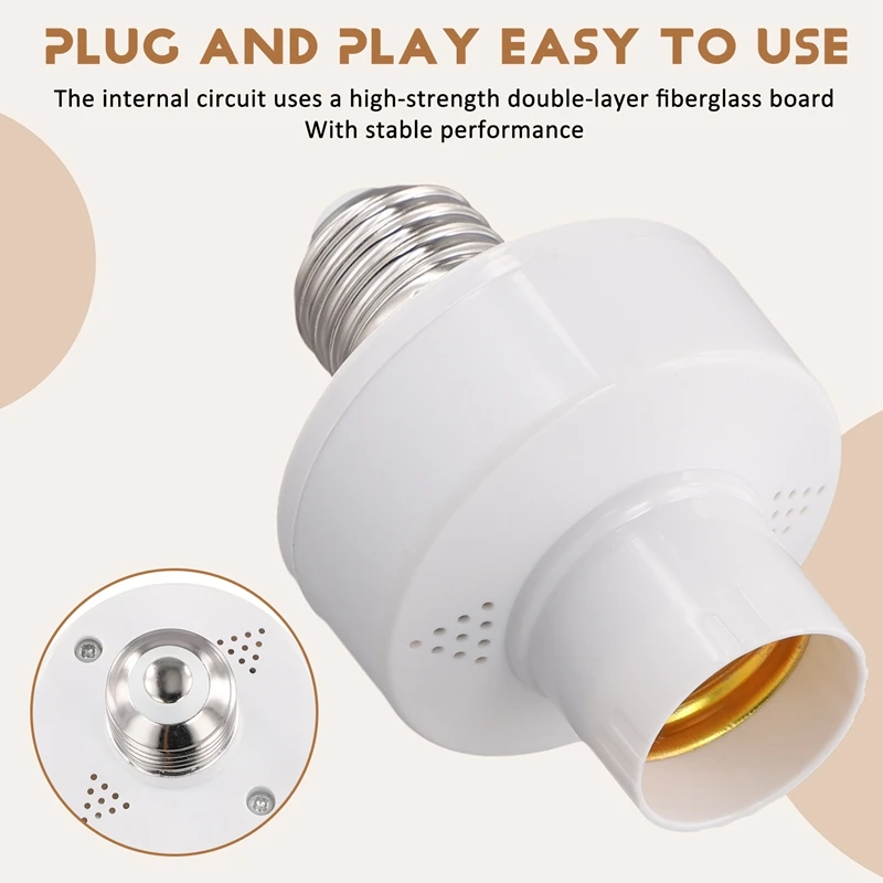 E27 Socket Smart Voice Light Bulbs Adapter  LED Socket E27 Lamp Holder No Networking Required Intelligent Voice Lamp Heads