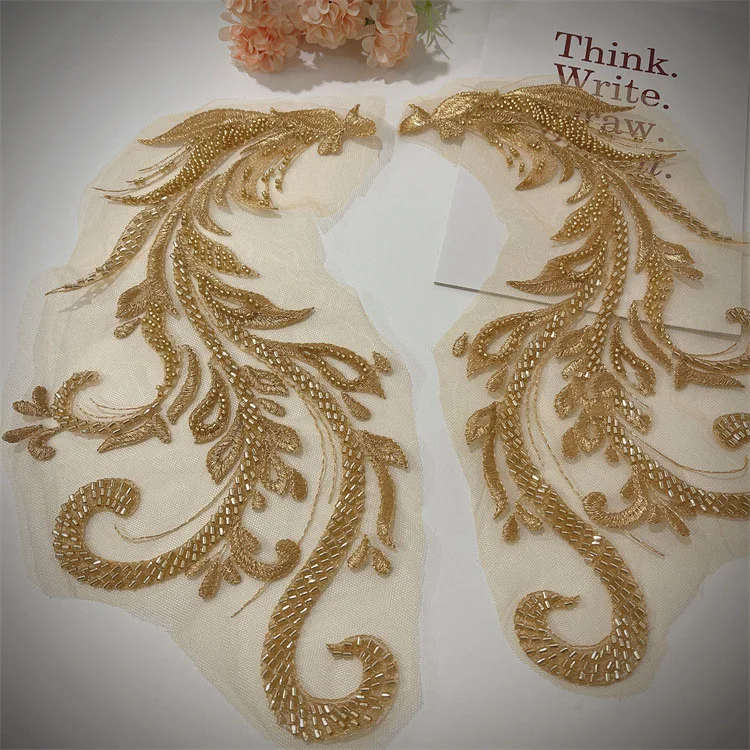 Golden Phoenix Lace Xiuhe Wedding Dress Toast Clothes Flower Clothes Patches