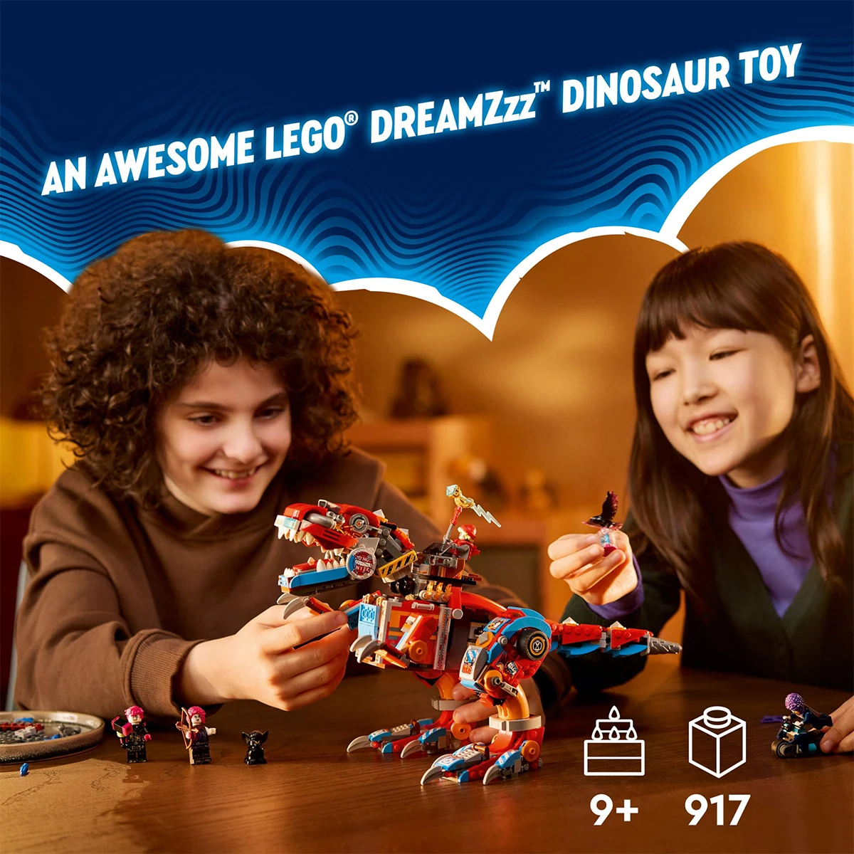 LEGO DREAMZzz Cooper\'s Dinobot C-Rex, dinosaur toy transforms from a pterodactyl to a Tyrannosaurus Rex action figure, 71484