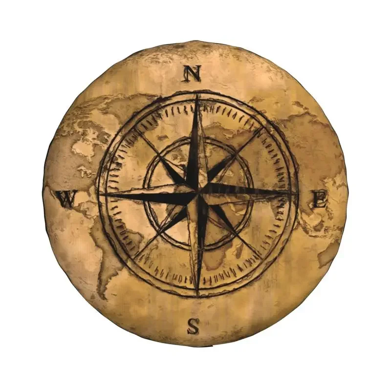 Compass Rose And World Map Spare Tire Cover for Toyota RAV4 Jeep RV SUV 4WD 4x4 Nautical Adventure Car Wheel Protector Covers