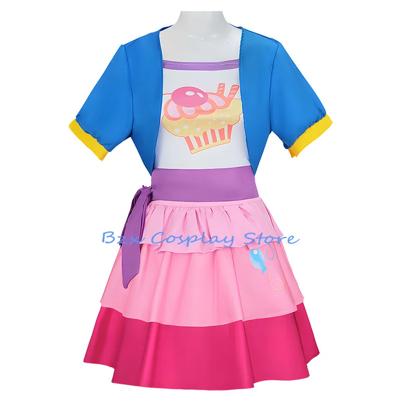 Little Pony Pinkie Pie Cosplay Costume Human Female Pink Dress for Girl Wig Suit Halloween Carnival Costumes Prop Kids Size