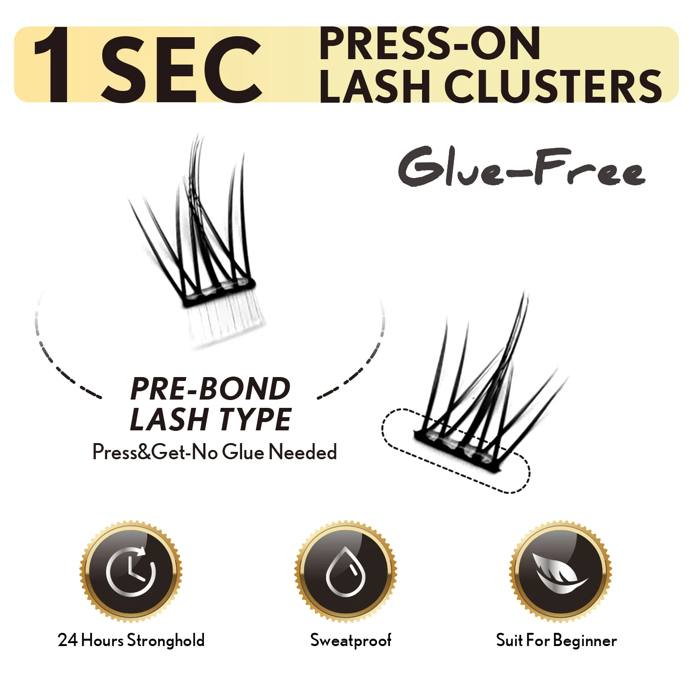 Self-Adhesive Cluster Eyelash Extensions Individual Beauty Makeup Enhancer for Eyes