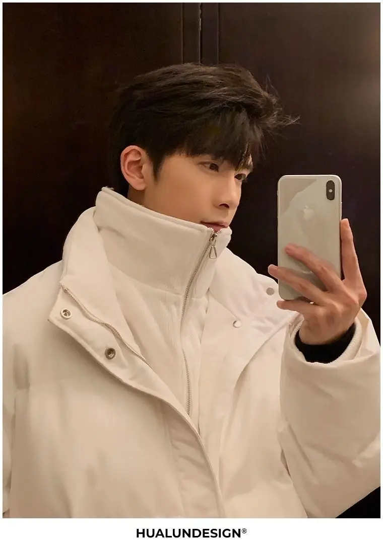 New Fake Two Piece Warm Coats Men Winter Loose Cotton-padded Jackets Men's 2026 Solid Color Pockets Overcoats C919