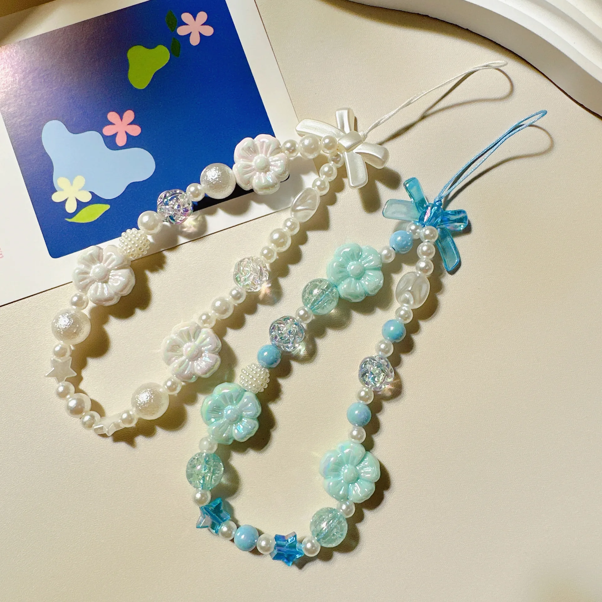 Petal bow Lanyard For IPhone Anti-Lost Bracelet For Samsung Mobile Phone Case Wrist Strap Car Keychain Cute  Phone Charm