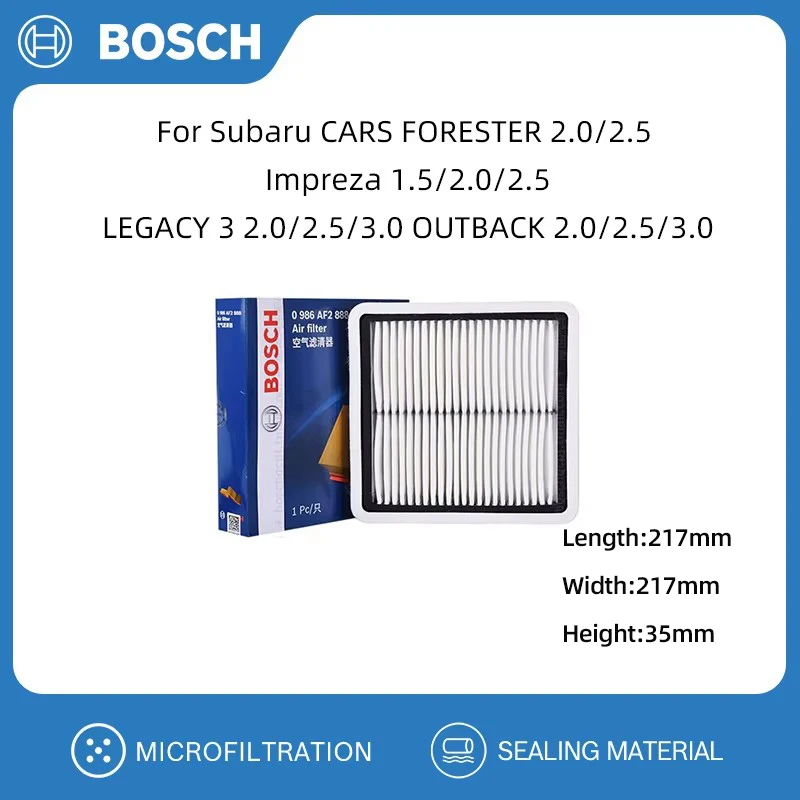 BOSCH Air Filter For Subaru CARS FORESTER 2.0/2.5 Impreza 1.5/2.0/2.5 LEGACY 3 2.0/2.5/3.0 OUTBACK 2.0/2.5/3.0 16546-AA090