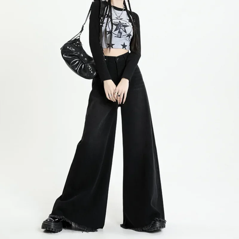 

Wide Leg Denim Straight Buttoned High Waist Streetwear Jeans Vintage Blue Jeans Long Pants Y2k Work Summer Blue Jeans Capris
