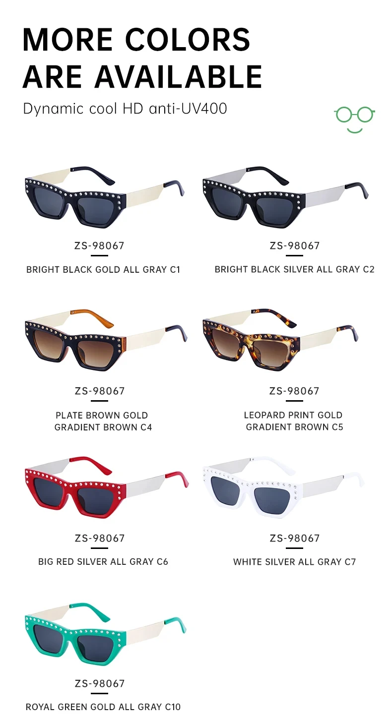 Katzenaugen-Rechteck-Sonnenbrille für Damen 2026 Luxusmarke Punk Kleiner Rahmen Strass-Sonnenbrille für Damen Mode Outdoor-Brillen – Detail 9