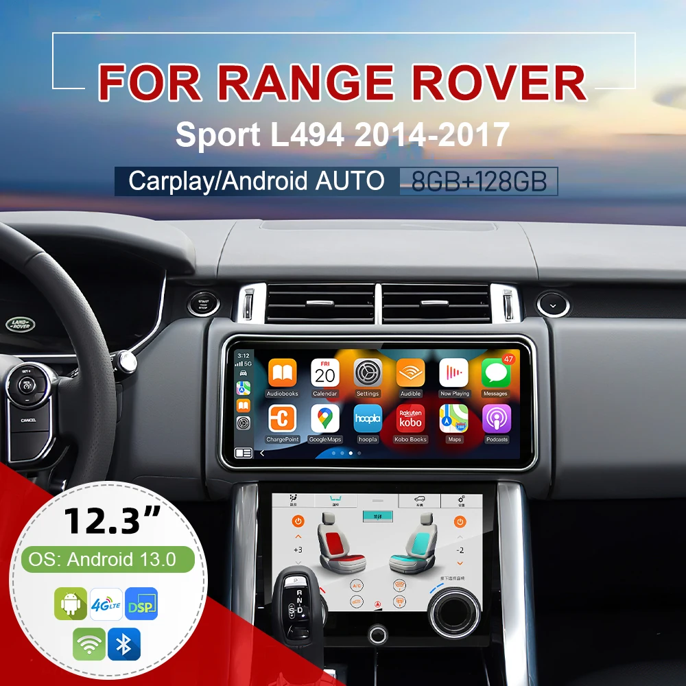

12.3" Android Dual System Car Radio For Range Rover Sport L494 2014-2017 Carplay Multimedia Player GPS Map Navigation AC Panel