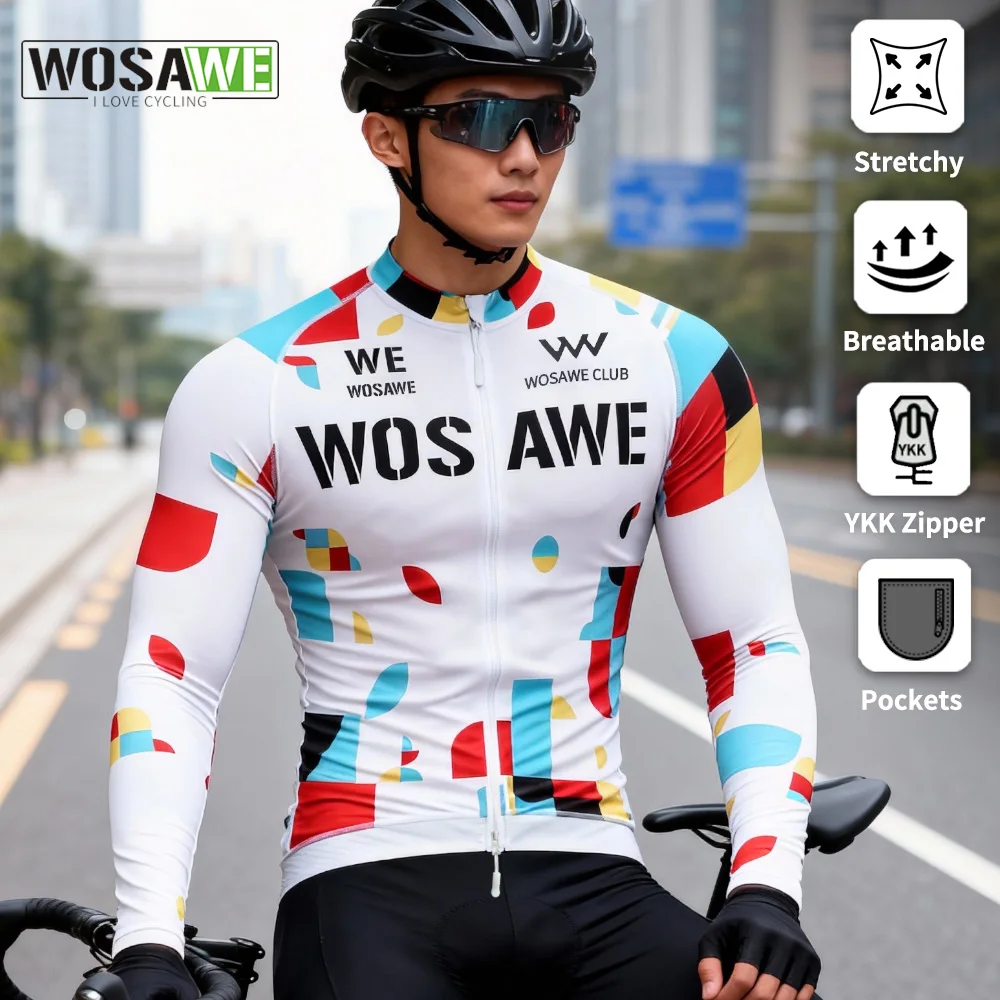 

Веломайка WOSAWE 2026 для мужчин, цветная, для гонок, с длинным рукавом, для шоссейного велоспорта, летняя, для MTB