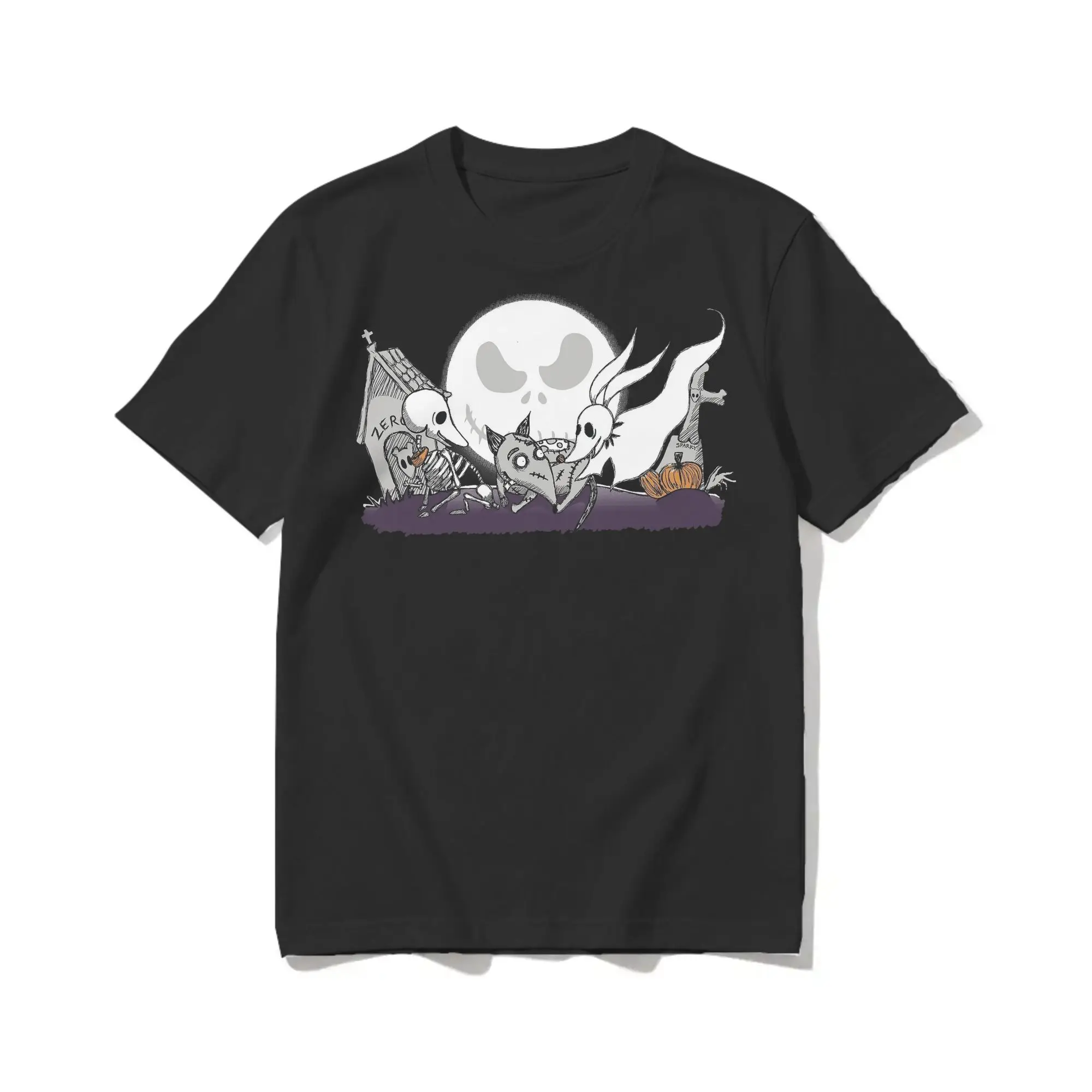 Priting Halloween's Best Friends Zero Dog T Shirt Men's Cotton Short Sleeve Round Neck Summer Clothing